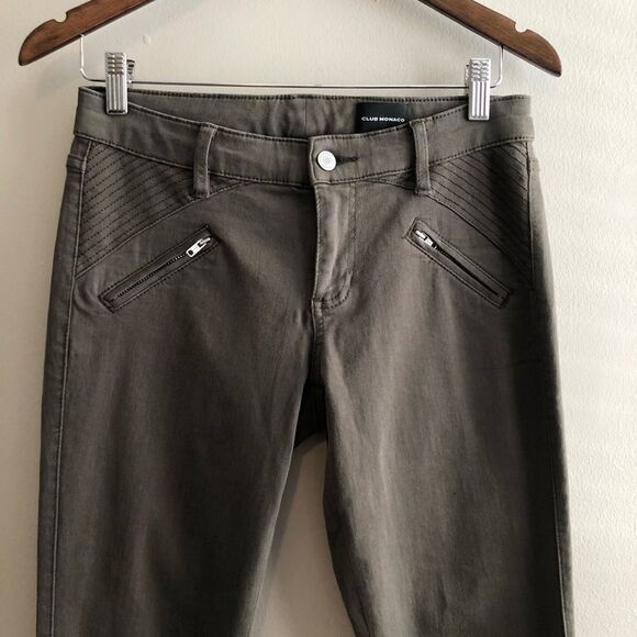 Club Monaco Stretchy Zipper Hem Skinny Leg Fit Jeggings Jeans Pants Green - Picture 3 of 11